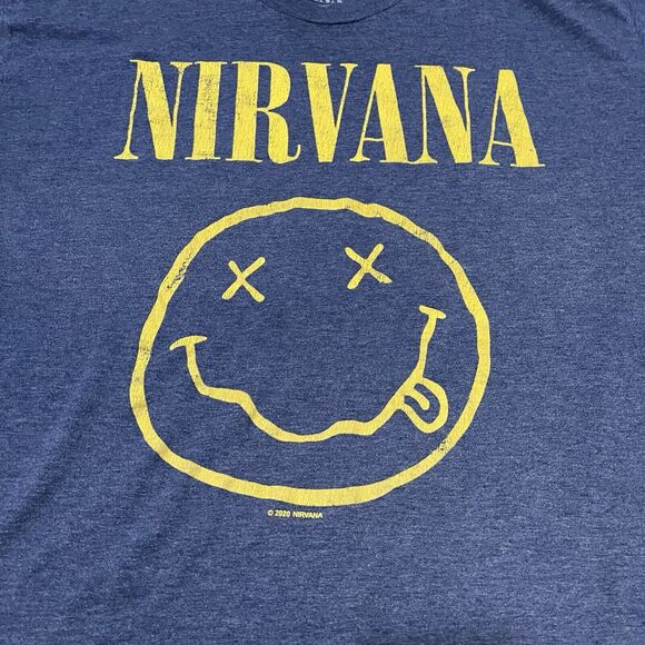 Nirvana Shirt Extra Large Blue Infamous Smiley Face Logo Nevermind Grunge 2020 - Picture 2 of 7